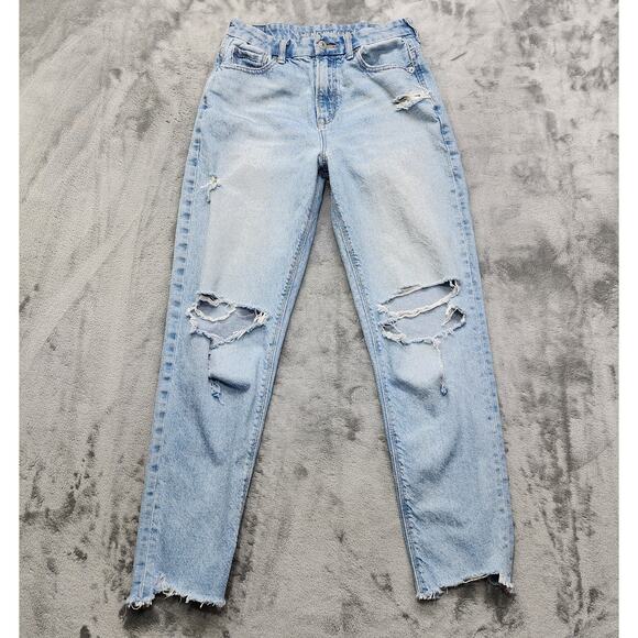 American Eagle Outfitters Denim - American Eagle Jeans Women 4 Blue Strigid Curvy Mom Distressed Destroyed Ripped